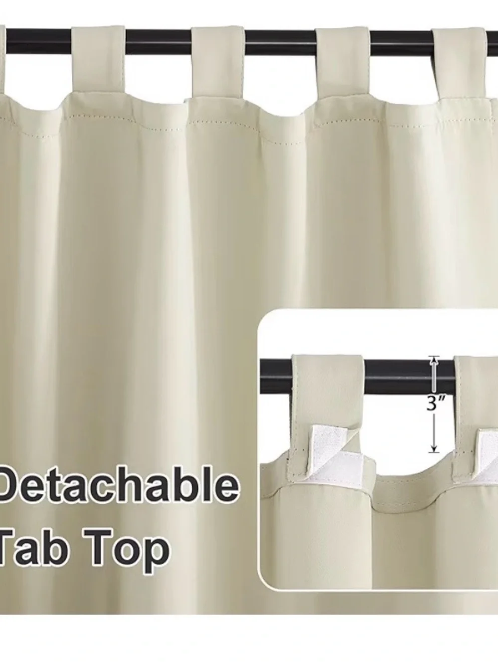 Outdoor Water-Resistant Tab Top Curtain Panels - 2 Panels